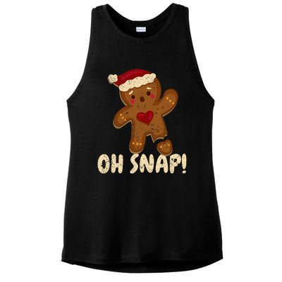 Oh Snap Gingerbread Man Cookie Broken Leg Funny Christmas Ladies PosiCharge Tri-Blend Wicking Tank