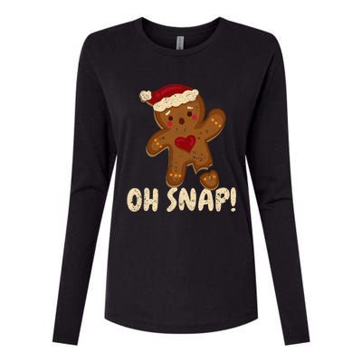 Oh Snap Gingerbread Man Cookie Broken Leg Funny Christmas Womens Cotton Relaxed Long Sleeve T-Shirt