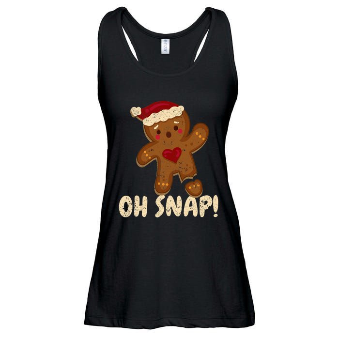 Oh Snap Gingerbread Man Cookie Broken Leg Funny Christmas Ladies Essential Flowy Tank