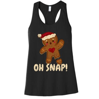 Oh Snap Gingerbread Man Cookie Broken Leg Funny Christmas Women's Racerback Tank