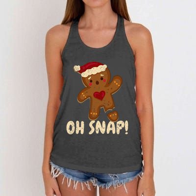 Oh Snap Gingerbread Man Cookie Broken Leg Funny Christmas Women's Knotted Racerback Tank