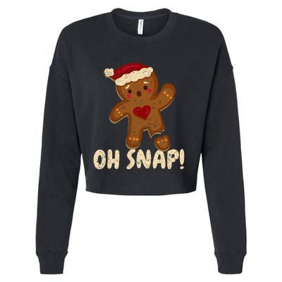 Oh Snap Gingerbread Man Cookie Broken Leg Funny Christmas Cropped Pullover Crew