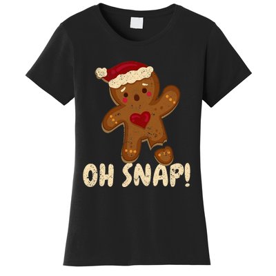 Oh Snap Gingerbread Man Cookie Broken Leg Funny Christmas Women's T-Shirt