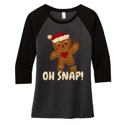 Oh Snap Gingerbread Man Cookie Broken Leg Funny Christmas Women's Tri-Blend 3/4-Sleeve Raglan Shirt