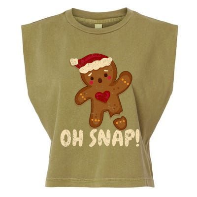 Oh Snap Gingerbread Man Cookie Broken Leg Funny Christmas Garment-Dyed Women's Muscle Tee