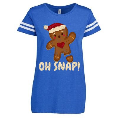 Oh Snap Gingerbread Man Cookie Broken Leg Funny Christmas Enza Ladies Jersey Football T-Shirt