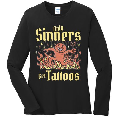 Only Sinners Get Tattoos Ladies Long Sleeve Shirt