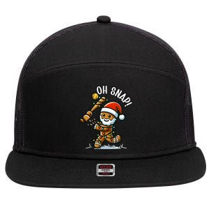 Oh Snap Gingerbreadman Christmas Softball 7 Panel Mesh Trucker Snapback Hat