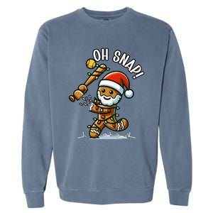 Oh Snap Gingerbreadman Christmas Softball Garment-Dyed Sweatshirt