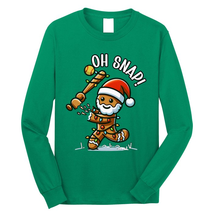 Oh Snap Gingerbreadman Christmas Softball Long Sleeve Shirt