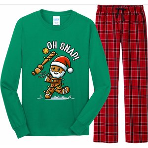 Oh Snap Gingerbreadman Christmas Softball Long Sleeve Pajama Set