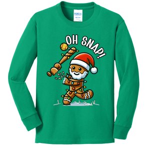 Oh Snap Gingerbreadman Christmas Softball Kids Long Sleeve Shirt