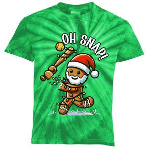 Oh Snap Gingerbreadman Christmas Softball Kids Tie-Dye T-Shirt