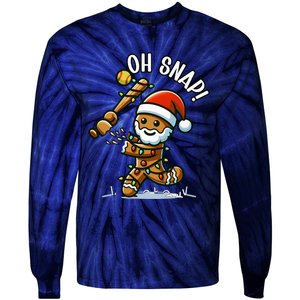 Oh Snap Gingerbreadman Christmas Softball Tie-Dye Long Sleeve Shirt