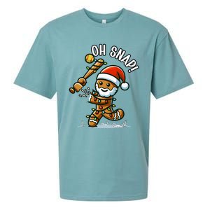 Oh Snap Gingerbreadman Christmas Softball Sueded Cloud Jersey T-Shirt