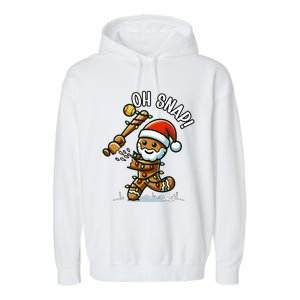 Oh Snap Gingerbreadman Christmas Softball Garment-Dyed Fleece Hoodie