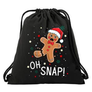 Oh Snap Gingerbread Man Cute Christmas Cookie Baking Team Drawstring Bag