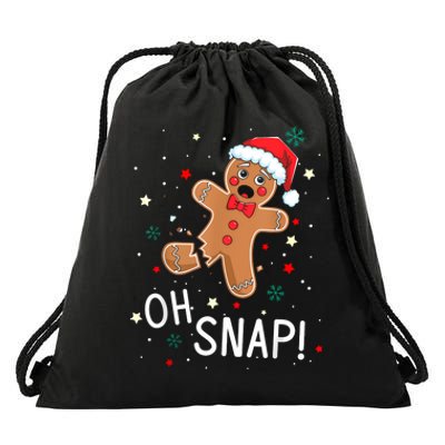 Oh Snap Gingerbread Man Cute Christmas Cookie Baking Team Drawstring Bag