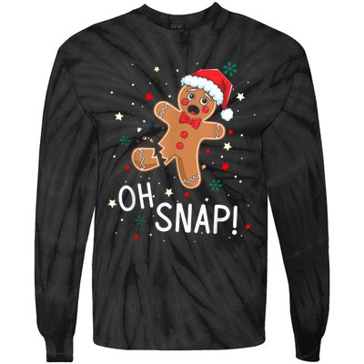 Oh Snap Gingerbread Man Cute Christmas Cookie Baking Team Tie-Dye Long Sleeve Shirt