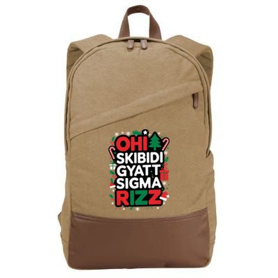 Ohio S.K.I.B.I.D.I Gyatt Sigma Rizz Gen Alpha Xmas Cotton Canvas Backpack