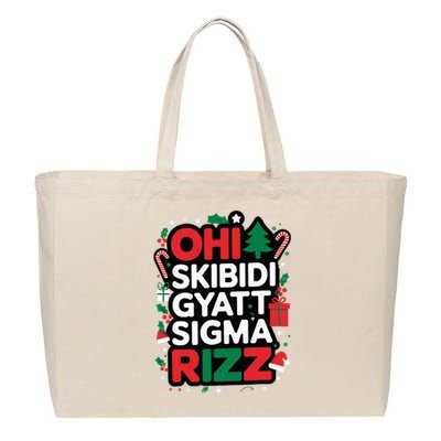 Ohio S.K.I.B.I.D.I Gyatt Sigma Rizz Gen Alpha Xmas Cotton Canvas Jumbo Tote