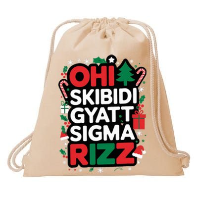 Ohio S.K.I.B.I.D.I Gyatt Sigma Rizz Gen Alpha Xmas Drawstring Bag