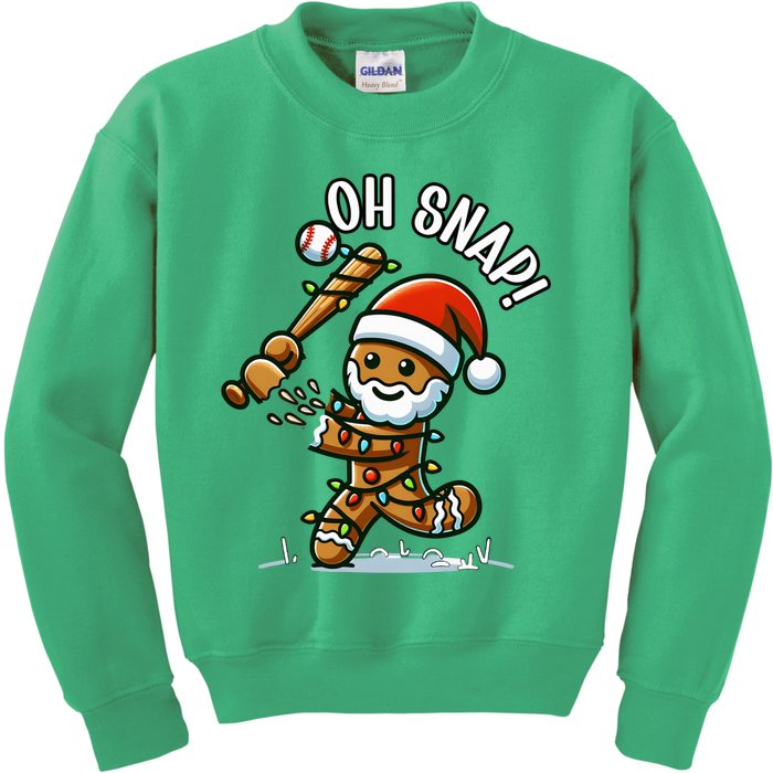 Oh Snap Gingerbreadman Christmas Baseball Kids Sweatshirt