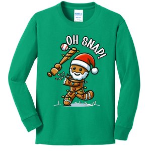 Oh Snap Gingerbreadman Christmas Baseball Kids Long Sleeve Shirt