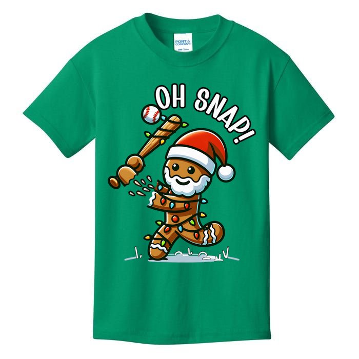 Oh Snap Gingerbreadman Christmas Baseball Kids T-Shirt