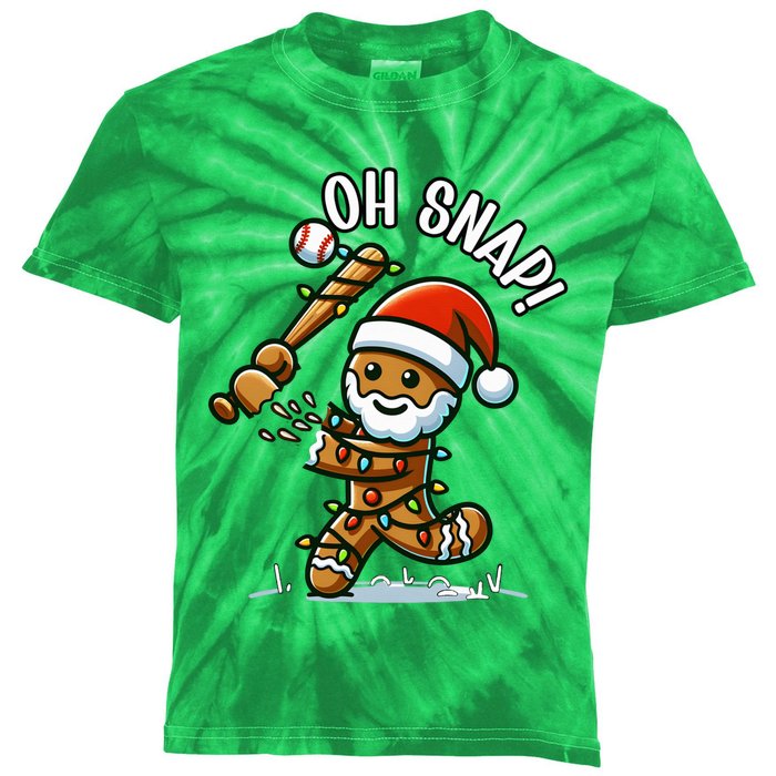 Oh Snap Gingerbreadman Christmas Baseball Kids Tie-Dye T-Shirt