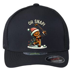 Oh Snap Gingerbreadman Golfer Golf Christmas Golfing Flexfit Unipanel Trucker Cap