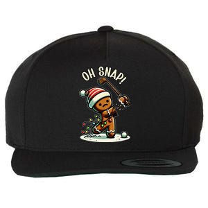 Oh Snap Gingerbreadman Golfer Golf Christmas Golfing Wool Snapback Cap