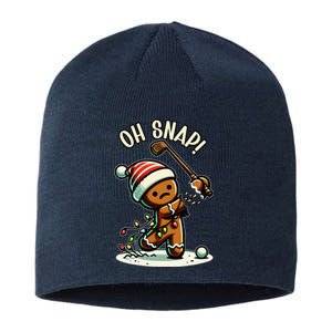 Oh Snap Gingerbreadman Golfer Golf Christmas Golfing Sustainable Beanie