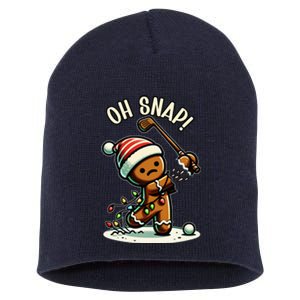 Oh Snap Gingerbreadman Golfer Golf Christmas Golfing Short Acrylic Beanie