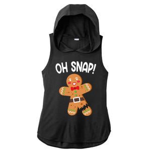 Oh Snap Gingerbread Funny Christmas Ladies PosiCharge Tri-Blend Wicking Draft Hoodie Tank