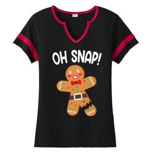 Oh Snap Gingerbread Funny Christmas Ladies Halftime Notch Neck Tee