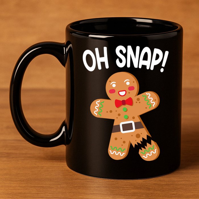 Oh Snap Gingerbread Funny Christmas 11oz C Handle Ceramic Mug
