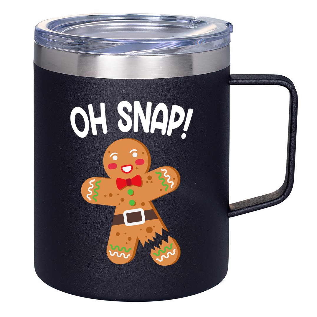 Oh Snap Gingerbread Funny Christmas 12oz Stainless Steel Coffee Mug