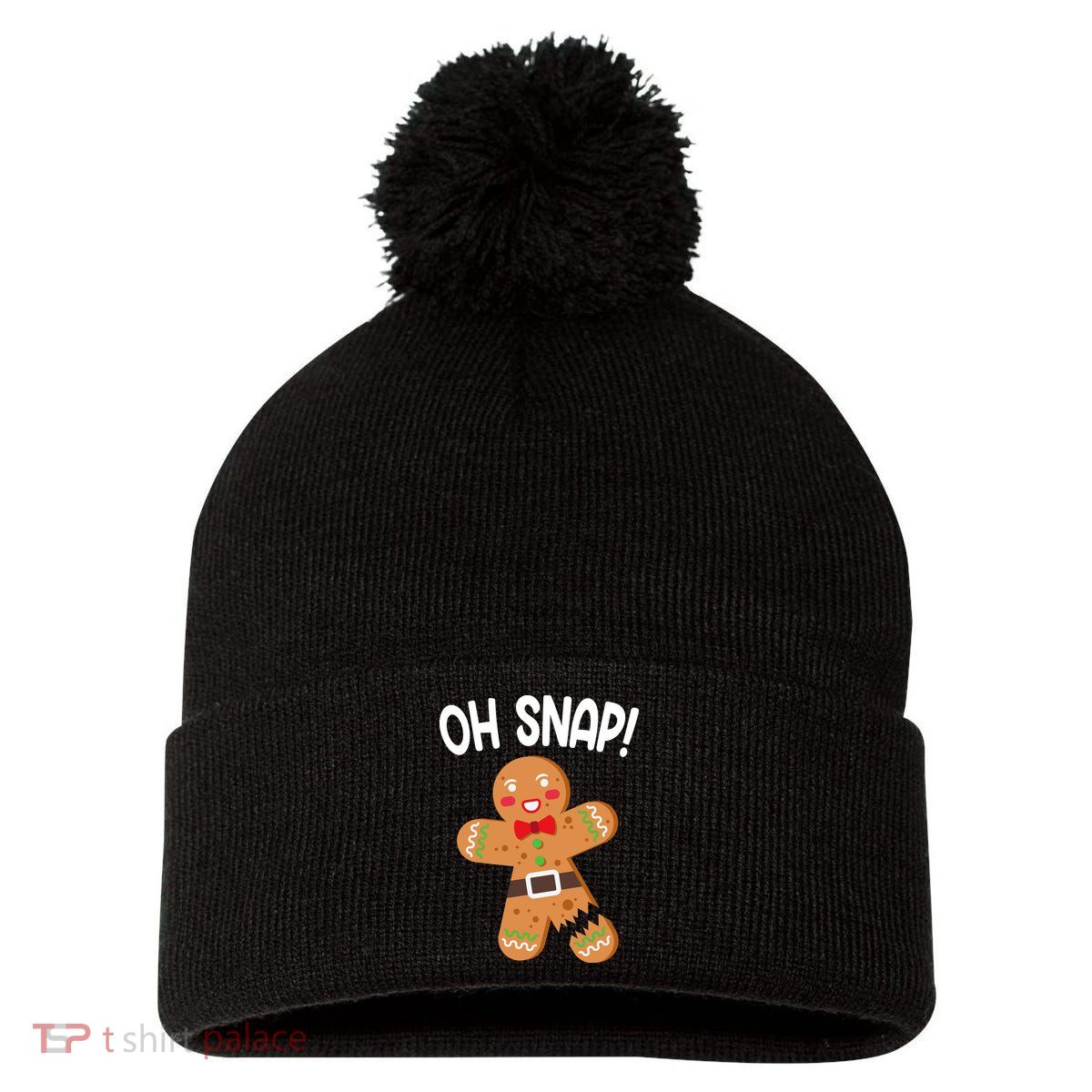 Oh Snap Gingerbread Funny Christmas Pom Pom 12in Knit Beanie