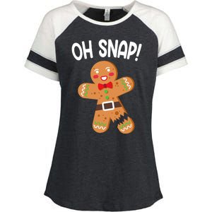 Oh Snap Gingerbread Funny Christmas Enza Ladies Jersey Colorblock Tee