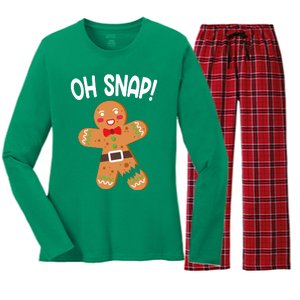 Oh Snap Gingerbread Funny Christmas Women's Long Sleeve Flannel Pajama Set 