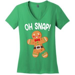 Oh Snap Gingerbread Funny Christmas Women's V-Neck T-Shirt