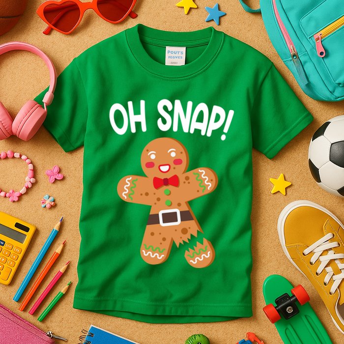 Oh Snap Gingerbread Funny Christmas Kids T-Shirt
