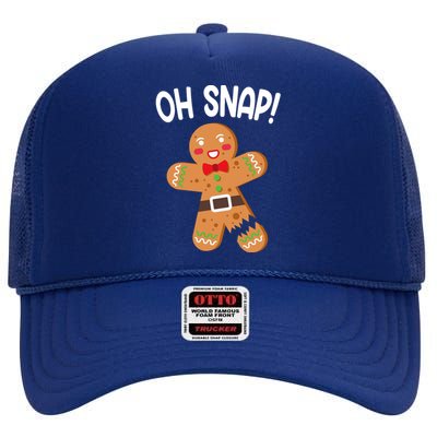 Oh Snap Gingerbread Funny Christmas High Crown Mesh Back Trucker Hat