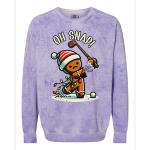 Oh Snap Gingerbreadman Golfer Golf Christmas Golfing Colorblast Crewneck Sweatshirt