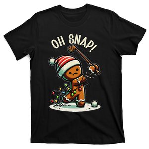 Oh Snap Gingerbreadman Golfer Golf Christmas Golfing T-Shirt