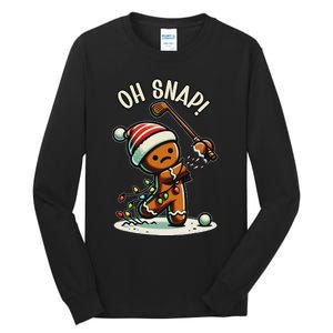 Oh Snap Gingerbreadman Golfer Golf Christmas Golfing Tall Long Sleeve T-Shirt