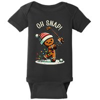 Oh Snap Gingerbreadman Golfer Golf Christmas Golfing Baby Bodysuit