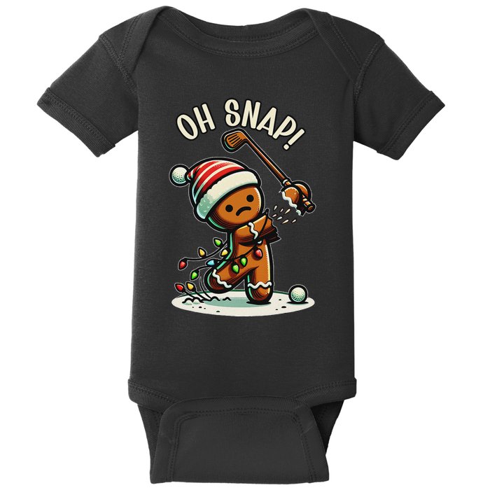 Oh Snap Gingerbreadman Golfer Golf Christmas Golfing Baby Bodysuit