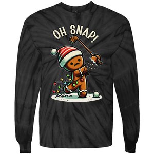 Oh Snap Gingerbreadman Golfer Golf Christmas Golfing Tie-Dye Long Sleeve Shirt